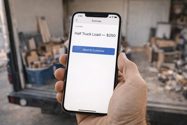 Estimate displayed on smartphone screen